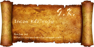 Incze Károly névjegykártya